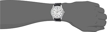 Casio men's Watch with Genuine Leather 38 millimeters, MTP-V001L-7 - white & Black