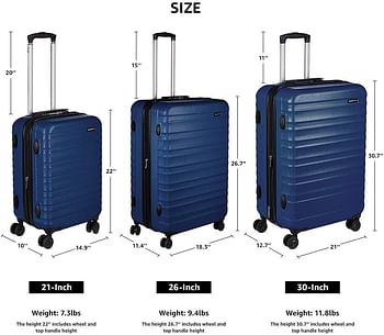 AmazonBasics Hardside Spinner Luggage/20-Inch Cabin Size/Navy Blue