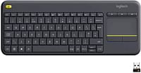 Logitech K400 Plus Wireless Livingroom Keyboard with Touchpad for Home Theatre PC Connected to TV, Customizable Multi-Media Keys, Windows, Android, Laptop/Tablet - Black