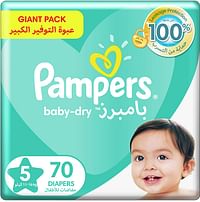 Pampers Baby-Dry Diapers, Size 5, Junior, 11-16kg, 70 Count