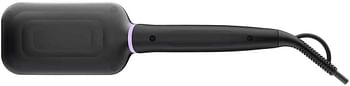 PHILIPS StyleCare Essential Heated straightening brush. Extra large brush area. Tourmaline ceramic coating. 2 temperature settings. 3 pin, BHH880,Black and purple