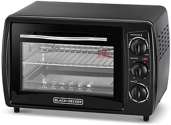 Black+Decker 19L Double Glass Multifunction Toaster Oven with Rotisserie for Toasting/ Baking/ Broiling, Black, Model No Tro19Rdg-B5