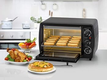 Black+Decker 19L Double Glass Multifunction Toaster Oven with Rotisserie for Toasting/ Baking/ Broiling, Black, Model No Tro19Rdg-B5