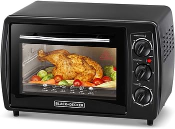 Black+Decker 19L Double Glass Multifunction Toaster Oven with Rotisserie for Toasting/ Baking/ Broiling, Black, Model No Tro19Rdg-B5