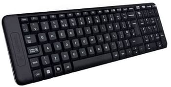 لوجيتك MK220 لوحة مفاتيح عربي وانجليزي كومبو وماوس لاسلكيين / مقاس واحد / أسود