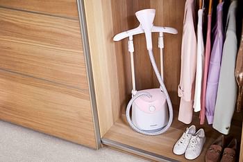 PHILIPS Easy Touch Upright Garment Steamer, 1.4L, 1800W, GC485/46, White/Pink