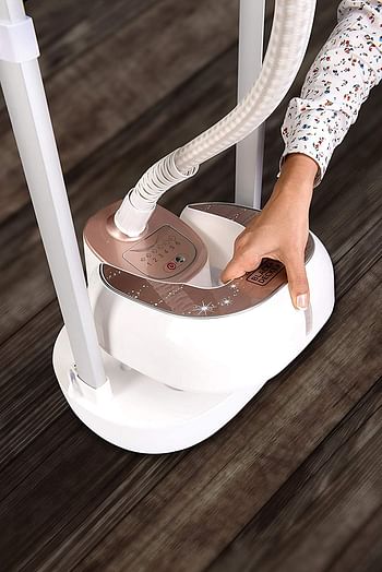 Black+Decker Digital Garment Steamer with Ironing Board 2000 W 6 Stage 2.0 L GSTD2050-B5 - White Rose Gold