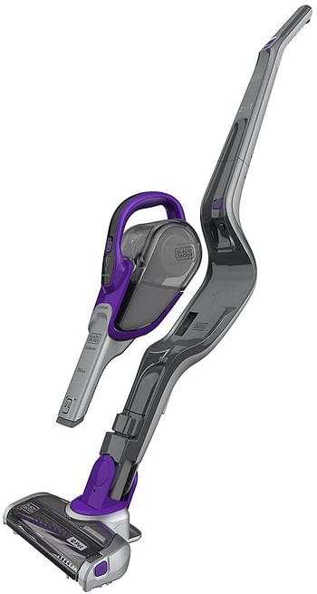 Black+Decker 18V 36W Li-Ion 2-in-1 Cordless Smart Tech Pet Stick Vacuum for Pet Hair, Purple/Grey - SVJ520BFSP-GB