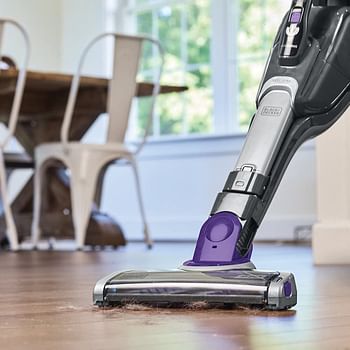 Black+Decker 18V 36W Li-Ion 2-in-1 Cordless Smart Tech Pet Stick Vacuum for Pet Hair, Purple/Grey - SVJ520BFSP-GB