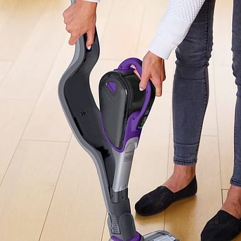 Black+Decker 18V 36W Li-Ion 2-in-1 Cordless Smart Tech Pet Stick Vacuum for Pet Hair, Purple/Grey - SVJ520BFSP-GB