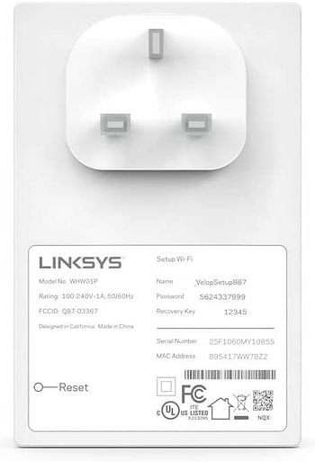 Linksys WHW0101 Velop Whole Home Mesh Wi-Fi System AC1300 WiFi Router/ Extender for Seamless Coverage of up to 1,500 sq ft / 140 sqm Parental Controls Compatible with Alexa 1-Pack - White