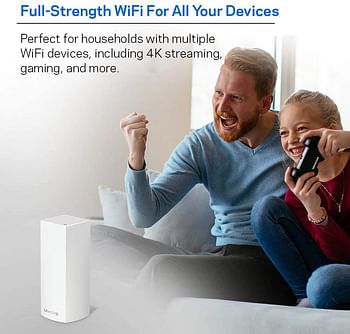 Linksys WHW0101 Velop Whole Home Mesh Wi-Fi System AC1300 WiFi Router/ Extender for Seamless Coverage of up to 1,500 sq ft / 140 sqm Parental Controls Compatible with Alexa 1-Pack - White