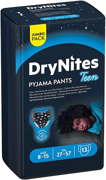 DryNites PYJAMA PANTS, Age 8-15 Y, BOY, 27-57 kg, 13 Bed Wetting Pants