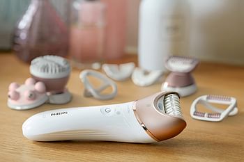 Philips Satinelle Prestige Wet & Dry epilator BRE650/00 For legs, body and face - White and Gold