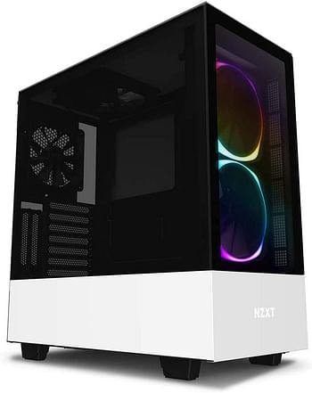 NZXT H510 Elite - CA-H510E-W1 - Premium Mid-Tower ATX Case PC Gaming Case - Dual-Tempered Glass Panel - Front I/O USB Type-C Port - Vertical GPU Mount - Integrated RGB Lighting - White/Black