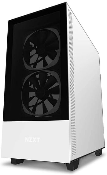 NZXT H510 Elite - CA-H510E-W1 - Premium Mid-Tower ATX Case PC Gaming Case - Dual-Tempered Glass Panel - Front I/O USB Type-C Port - Vertical GPU Mount - Integrated RGB Lighting - White/Black