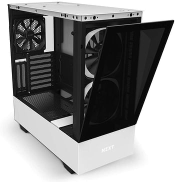 NZXT H510 Elite - CA-H510E-W1 - Premium Mid-Tower ATX Case PC Gaming Case - Dual-Tempered Glass Panel - Front I/O USB Type-C Port - Vertical GPU Mount - Integrated RGB Lighting - White/Black