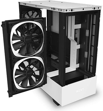 NZXT H510 Elite - CA-H510E-W1 - Premium Mid-Tower ATX Case PC Gaming Case - Dual-Tempered Glass Panel - Front I/O USB Type-C Port - Vertical GPU Mount - Integrated RGB Lighting - White/Black