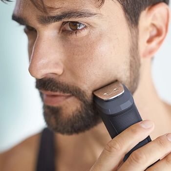 Philips 11-in-1 All-In-One Trimmer, Series 5000 Grooming Kit for Beard, Hair & Body with 11 Attachments, Including Nose Trimmer, Self-Sharpening Metal Blades, MG5730/33  , /Black/One size