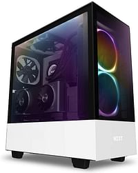 NZXT H510 Elite - CA-H510E-W1 - Premium Mid-Tower ATX Case PC Gaming Case - Dual-Tempered Glass Panel - Front I/O USB Type-C Port - Vertical GPU Mount - Integrated RGB Lighting - White/Black