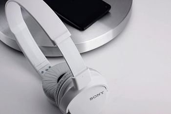 Sony MDR ZX110AP Wired On Ear Headphones with tangle free cable 3.5mm Jack Headset with Mic for Phone Calls MDRZX110AP/W - White