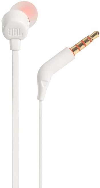 JBL T110 Wired Universal In-Ear Headphone with Microphone -  White