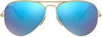 Ray-Ban RB3025 Classic Flash Mirrored Unisex-adult Aviator Sunglasses/Matte Gold-Green-Blue Mirror/55 mm