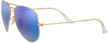 Ray-Ban RB3025 Classic Flash Mirrored Unisex-adult Aviator Sunglasses/Matte Gold-Green-Blue Mirror/55 mm