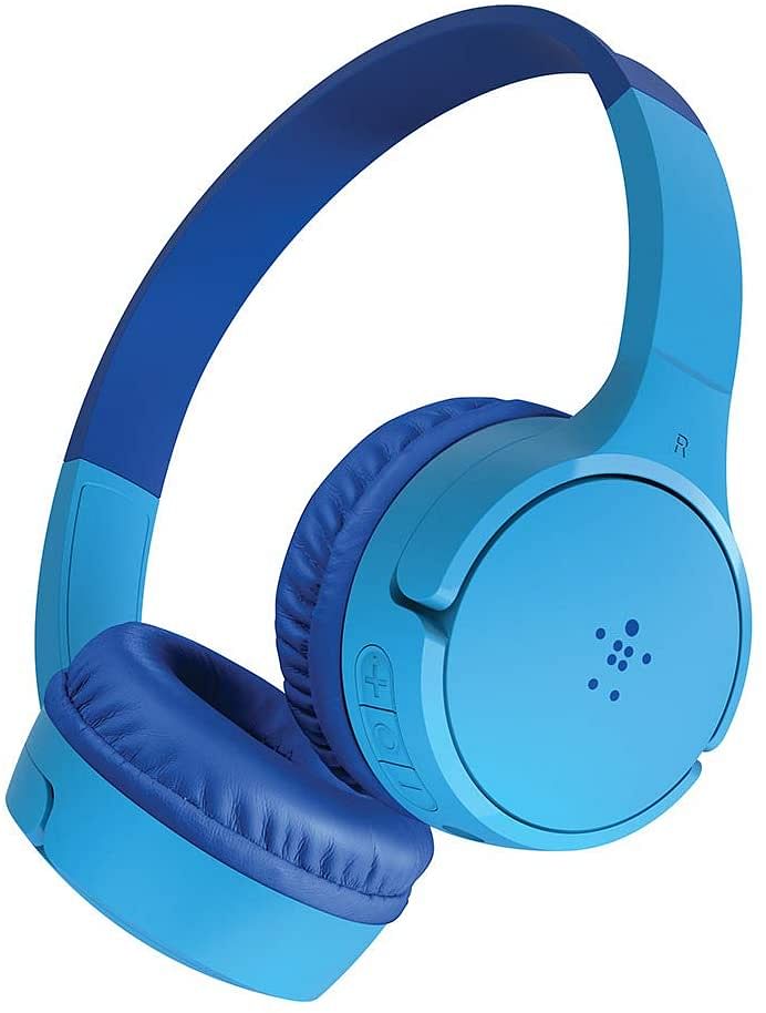 Belkin SoundForm Mini Kids Wireless Headphones with Built in Microphone, On Ear Headsets Girls and Boys For Online Learning, School, Travel Compatible with iPhones, iPads, Galaxy- Blue