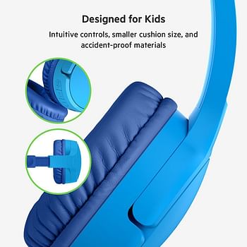 Belkin SoundForm Kids On Ear Wireless Headphones (with Built in Microphone, Girls and Boys For Online Learning, School, Travel, Compatible with iPhones, iPads, Galaxy and more) - Pink