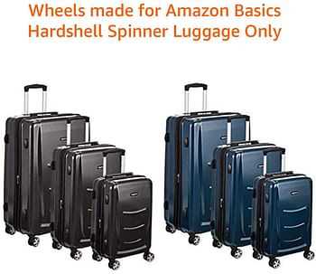 AmazonBasics Hardshell Replacement Luggage Suitcase Spinner Wheels - Pack of 4, Black