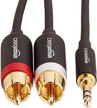 AmazonBasics 3.5mm to 2-Male RCA Adapter Audio Stereo Cable - 4 Feet, Black