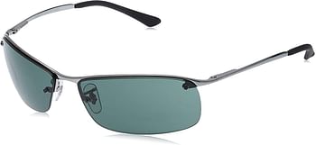 Ray-Ban Rb3183 Metal Rectangular Sunglasses Matte Black Green