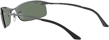 Ray-Ban Rb3183 Metal Rectangular Sunglasses Matte Black Green