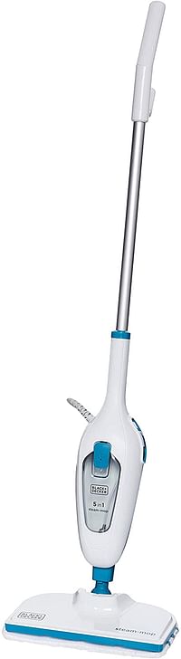 Black+Decker 5-in-1 Steam Mop with Superheated Steam with 5 Accessories, Swivel Head, 1300 W, 380 ml, White - FSMH13E5-B5