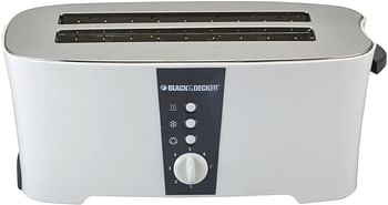 Black+Decker 1350W 4 Slice cool touch Toaster with Electronic Browning Control, White - ET124-B5,