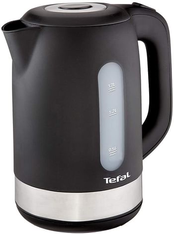 TEFAL Equinox 1.7 Litre Kettle with removable anti-scale filter, 2400 watts, Plastic, K0330827, Black