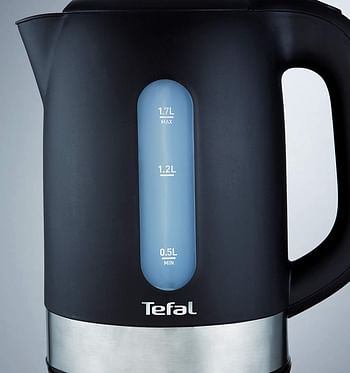 TEFAL Equinox 1.7 Litre Kettle with removable anti-scale filter, 2400 watts, Plastic, K0330827, Black