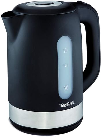 TEFAL Equinox 1.7 Litre Kettle with removable anti-scale filter, 2400 watts, Plastic, K0330827, Black