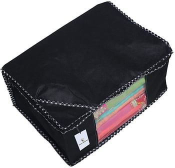 Kuber Industries™ Non Woven Saree Cover/Saree Bag/Storage Bag Set of 3 Pcs (Black) 9 Inches Height & 90 GSM Fabric (NWC01)- 43x22x35 CM.