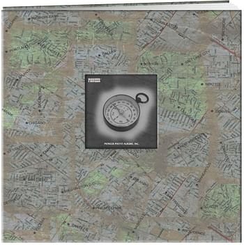 Pioneer MB10MAPC 12 Inch by 12 Inch Postbound Frame Front Memory Book, City Maps Design Multi color