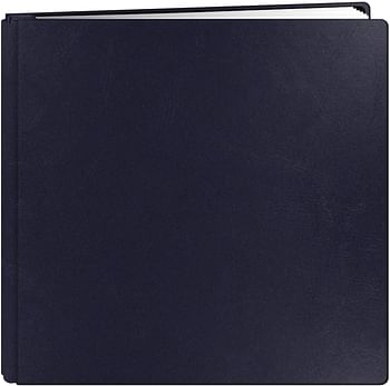 Pioneer 12 Inch by 12 Inch Postbound Leather Family Treasures Memory Book, Navy Blue