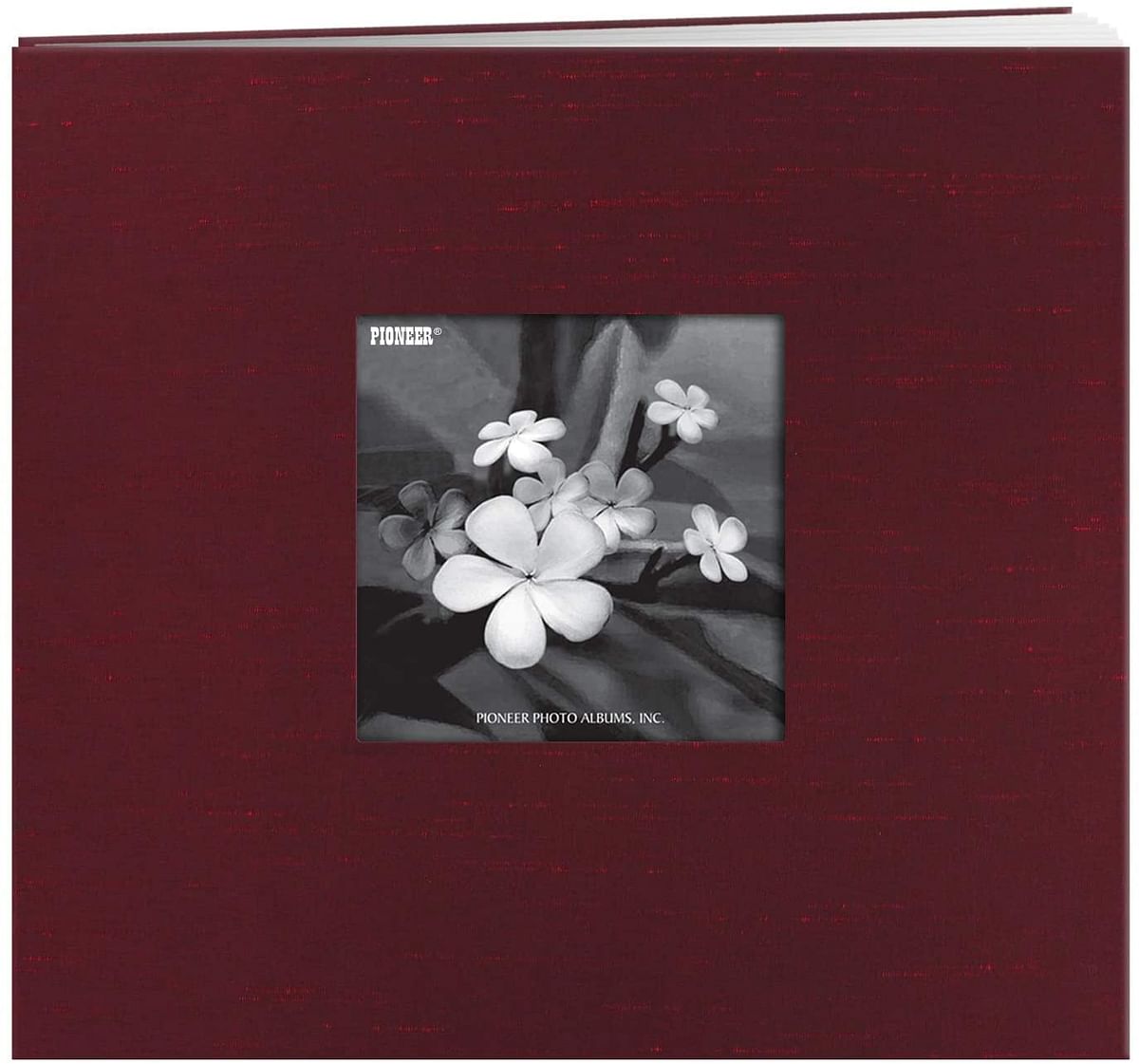 Pioneer 8 Inch by 8 Inch Postbound Silk Fabric Frame Cover Memory Book, Cranberry