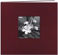 Pioneer 8 Inch by 8 Inch Postbound Silk Fabric Frame Cover Memory Book, Cranberry