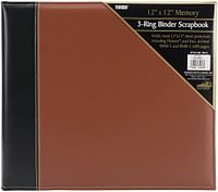 Pioneer 12 Inch by 12 Inch 2-Tone Cover Scrapbook Binder, Black and Brown