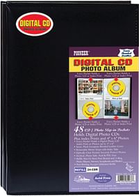 ألبوم صور Pioneer Photo البومات 48 جيبًا من الجلد الأوروبي المربوط بصور CD، أسود