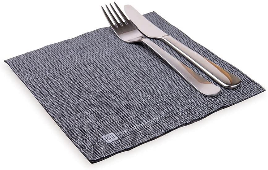 Paper Dinner Napkins, 2 Ply Napkins, Disposable Dinner Napkins - Black with White Threads - 16" x 16" - Luxnap Micropoint - 1800ct Box - Restaurantware