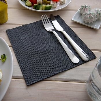 Paper Dinner Napkins, 2 Ply Napkins, Disposable Dinner Napkins - Black with White Threads - 16" x 16" - Luxnap Micropoint - 1800ct Box - Restaurantware