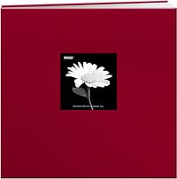 Pioneer 12-Inch by 12-Inch Book Cloth Cover Postbound Album with Window, Red