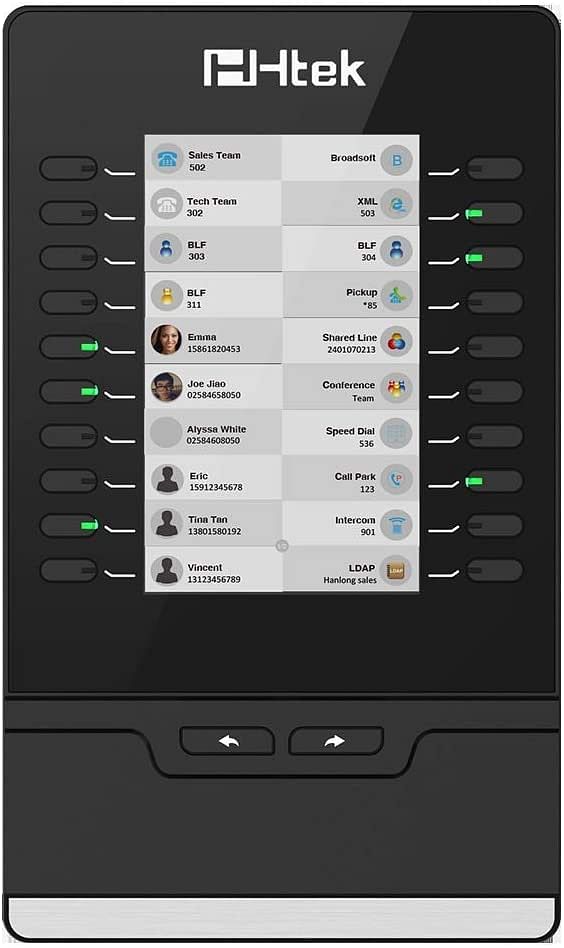 Htek LCD Phone Expansion Module with Graphical Screen and 20 keys with LED, Call Hold, Call Park, Pick-up, DND for Receptions, Office and Home Black - UC 46, One Size